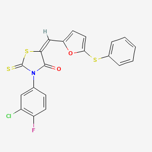 3-(3-chloro-4-fluorophenyl)-5-{[5-(phenylthio)-2-furyl]methylene}-2-thioxo-1,3-thiazolidin-4-one