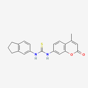 molecular formula C20H18N2O2S B4645130 N-(2,3-dihydro-1H-inden-5-yl)-N'-(4-methyl-2-oxo-2H-chromen-7-yl)thiourea 
