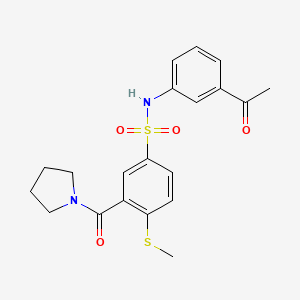 molecular formula C20H22N2O4S2 B4645133 N-(3-acetylphenyl)-4-(methylthio)-3-(1-pyrrolidinylcarbonyl)benzenesulfonamide 