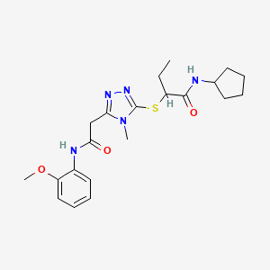 molecular formula C21H29N5O3S B4645145 N-cyclopentyl-2-[(5-{2-[(2-methoxyphenyl)amino]-2-oxoethyl}-4-methyl-4H-1,2,4-triazol-3-yl)thio]butanamide 