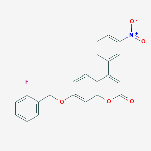 molecular formula C22H14FNO5 B4645149 7-[(2-fluorobenzyl)oxy]-4-(3-nitrophenyl)-2H-chromen-2-one 