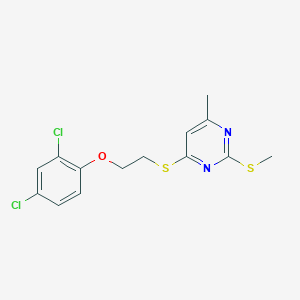 molecular formula C14H14Cl2N2OS2 B4645160 4-{[2-(2,4-dichlorophenoxy)ethyl]thio}-6-methyl-2-(methylthio)pyrimidine 