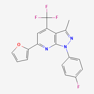 molecular formula C18H11F4N3O B4645165 1-(4-fluorophenyl)-6-(2-furyl)-3-methyl-4-(trifluoromethyl)-1H-pyrazolo[3,4-b]pyridine 