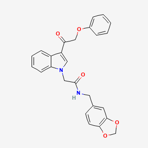 molecular formula C26H22N2O5 B4645170 N-(1,3-benzodioxol-5-ylmethyl)-2-[3-(phenoxyacetyl)-1H-indol-1-yl]acetamide 