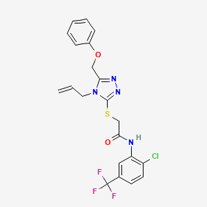 molecular formula C21H18ClF3N4O2S B4645186 2-{[4-allyl-5-(phenoxymethyl)-4H-1,2,4-triazol-3-yl]thio}-N-[2-chloro-5-(trifluoromethyl)phenyl]acetamide 