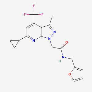 2-[6-cyclopropyl-3-methyl-4-(trifluoromethyl)-1H-pyrazolo[3,4-b]pyridin-1-yl]-N-(2-furylmethyl)acetamide