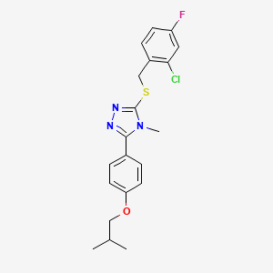 molecular formula C20H21ClFN3OS B4645337 3-[(2-chloro-4-fluorobenzyl)thio]-5-(4-isobutoxyphenyl)-4-methyl-4H-1,2,4-triazole 