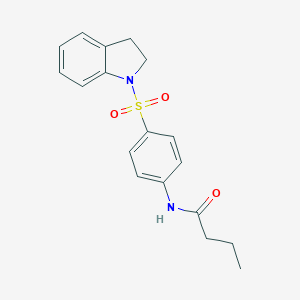 molecular formula C18H20N2O3S B464536 N-[4-(2,3-二氢-1H-吲哚-1-磺酰基)苯基]丁酰胺 CAS No. 327066-37-5