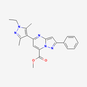 molecular formula C21H21N5O2 B4645369 methyl 5-(1-ethyl-3,5-dimethyl-1H-pyrazol-4-yl)-2-phenylpyrazolo[1,5-a]pyrimidine-7-carboxylate 