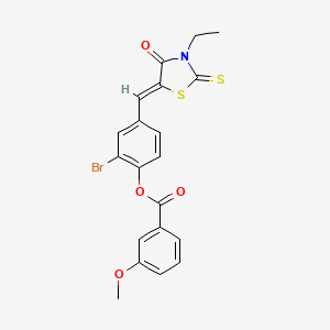 2-bromo-4-[(3-ethyl-4-oxo-2-thioxo-1,3-thiazolidin-5-ylidene)methyl]phenyl 3-methoxybenzoate
