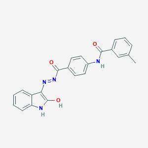 molecular formula C23H18N4O3 B464544 3-methyl-N-(4-{[2-(2-oxo-1,2-dihydro-3H-indol-3-ylidene)hydrazino]carbonyl}phenyl)benzamide 