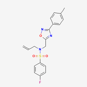 molecular formula C19H18FN3O3S B4645455 N-allyl-4-fluoro-N-{[3-(4-methylphenyl)-1,2,4-oxadiazol-5-yl]methyl}benzenesulfonamide 