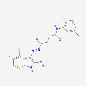 molecular formula C21H21BrN4O3 B464548 4-[2-(4-bromo-5-methyl-2-oxo-1,2-dihydro-3H-indol-3-ylidene)hydrazino]-N-(2,5-dimethylphenyl)-4-oxobutanamide 