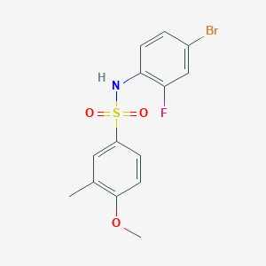 molecular formula C14H13BrFNO3S B4645485 N-(4-bromo-2-fluorophenyl)-4-methoxy-3-methylbenzenesulfonamide 