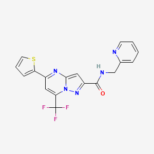 molecular formula C18H12F3N5OS B4645596 N-(2-pyridinylmethyl)-5-(2-thienyl)-7-(trifluoromethyl)pyrazolo[1,5-a]pyrimidine-2-carboxamide 
