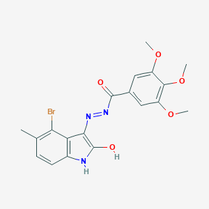 molecular formula C19H18BrN3O5 B464562 N'-(4-bromo-5-methyl-2-oxo-1,2-dihydro-3H-indol-3-ylidene)-3,4,5-trimethoxybenzohydrazide 