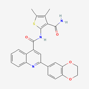 molecular formula C25H21N3O4S B4645629 N-[3-(aminocarbonyl)-4,5-dimethyl-2-thienyl]-2-(2,3-dihydro-1,4-benzodioxin-6-yl)-4-quinolinecarboxamide 