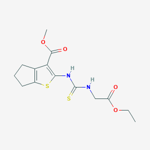 molecular formula C14H18N2O4S2 B4645643 methyl 2-({[(2-ethoxy-2-oxoethyl)amino]carbonothioyl}amino)-5,6-dihydro-4H-cyclopenta[b]thiophene-3-carboxylate 