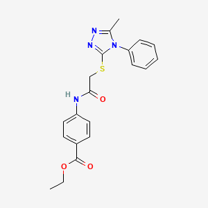molecular formula C20H20N4O3S B4645667 ethyl 4-({[(5-methyl-4-phenyl-4H-1,2,4-triazol-3-yl)thio]acetyl}amino)benzoate 