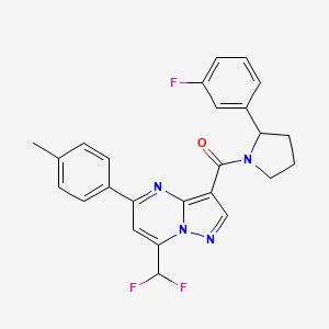 molecular formula C25H21F3N4O B4645723 7-(difluoromethyl)-3-{[2-(3-fluorophenyl)-1-pyrrolidinyl]carbonyl}-5-(4-methylphenyl)pyrazolo[1,5-a]pyrimidine 