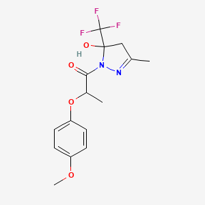 1-[2-(4-methoxyphenoxy)propanoyl]-3-methyl-5-(trifluoromethyl)-4,5-dihydro-1H-pyrazol-5-ol