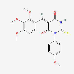 molecular formula C21H20N2O6S B4645860 1-(4-methoxyphenyl)-2-thioxo-5-(2,3,4-trimethoxybenzylidene)dihydro-4,6(1H,5H)-pyrimidinedione 
