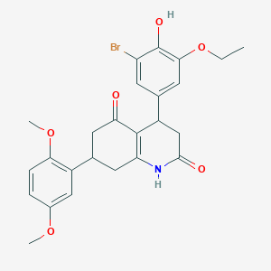 molecular formula C25H26BrNO6 B4645898 4-(3-bromo-5-ethoxy-4-hydroxyphenyl)-7-(2,5-dimethoxyphenyl)-4,6,7,8-tetrahydro-2,5(1H,3H)-quinolinedione 