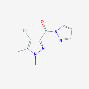 molecular formula C9H9ClN4O B4645938 4-chloro-1,5-dimethyl-3-(1H-pyrazol-1-ylcarbonyl)-1H-pyrazole 