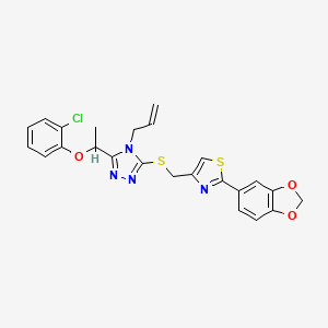 molecular formula C24H21ClN4O3S2 B4645953 4-allyl-3-({[2-(1,3-benzodioxol-5-yl)-1,3-thiazol-4-yl]methyl}thio)-5-[1-(2-chlorophenoxy)ethyl]-4H-1,2,4-triazole 