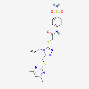 molecular formula C20H23N7O3S3 B4645965 2-[(4-allyl-5-{[(4,6-dimethyl-2-pyrimidinyl)thio]methyl}-4H-1,2,4-triazol-3-yl)thio]-N-[4-(aminosulfonyl)phenyl]acetamide 
