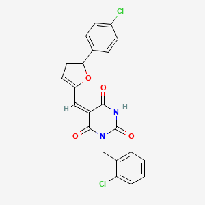 molecular formula C22H14Cl2N2O4 B4646029 1-(2-chlorobenzyl)-5-{[5-(4-chlorophenyl)-2-furyl]methylene}-2,4,6(1H,3H,5H)-pyrimidinetrione 