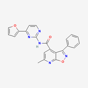 molecular formula C22H15N5O3 B4646079 N-[4-(2-furyl)-2-pyrimidinyl]-6-methyl-3-phenylisoxazolo[5,4-b]pyridine-4-carboxamide 