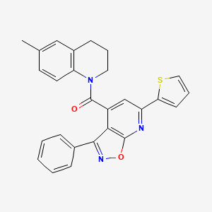 molecular formula C27H21N3O2S B4646086 6-methyl-1-{[3-phenyl-6-(2-thienyl)isoxazolo[5,4-b]pyridin-4-yl]carbonyl}-1,2,3,4-tetrahydroquinoline 