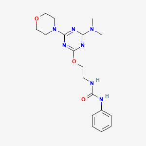 molecular formula C18H25N7O3 B4646115 N-(2-{[4-(dimethylamino)-6-(4-morpholinyl)-1,3,5-triazin-2-yl]oxy}ethyl)-N'-phenylurea 