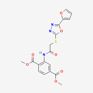 dimethyl 2-[({[5-(2-furyl)-1,3,4-oxadiazol-2-yl]thio}acetyl)amino]terephthalate