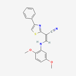 3-[(2,5-dimethoxyphenyl)amino]-2-(4-phenyl-1,3-thiazol-2-yl)acrylonitrile