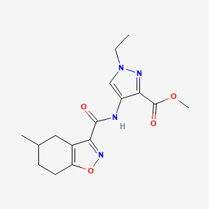 molecular formula C16H20N4O4 B4646210 methyl 1-ethyl-4-{[(5-methyl-4,5,6,7-tetrahydro-1,2-benzisoxazol-3-yl)carbonyl]amino}-1H-pyrazole-3-carboxylate 