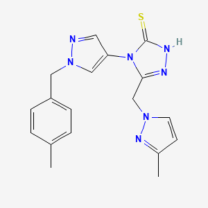 molecular formula C18H19N7S B4646252 4-[1-(4-methylbenzyl)-1H-pyrazol-4-yl]-5-[(3-methyl-1H-pyrazol-1-yl)methyl]-4H-1,2,4-triazole-3-thiol 