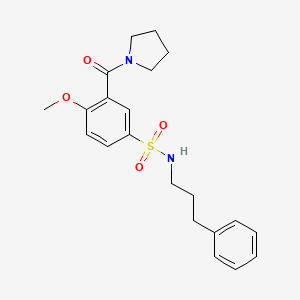 molecular formula C21H26N2O4S B4646267 4-methoxy-N-(3-phenylpropyl)-3-(1-pyrrolidinylcarbonyl)benzenesulfonamide 