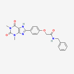 molecular formula C22H21N5O4 B4646356 N-benzyl-2-[4-(1,3-dimethyl-2,6-dioxo-2,3,6,7-tetrahydro-1H-purin-8-yl)phenoxy]acetamide 