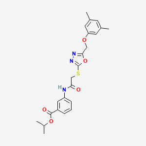 molecular formula C23H25N3O5S B4646372 isopropyl 3-{[({5-[(3,5-dimethylphenoxy)methyl]-1,3,4-oxadiazol-2-yl}thio)acetyl]amino}benzoate 