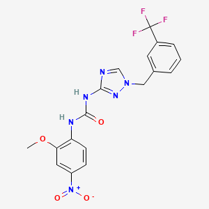 molecular formula C18H15F3N6O4 B4646383 N-(2-methoxy-4-nitrophenyl)-N'-{1-[3-(trifluoromethyl)benzyl]-1H-1,2,4-triazol-3-yl}urea 