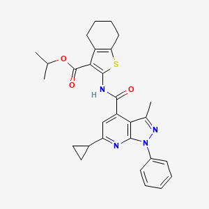 molecular formula C29H30N4O3S B4646395 isopropyl 2-{[(6-cyclopropyl-3-methyl-1-phenyl-1H-pyrazolo[3,4-b]pyridin-4-yl)carbonyl]amino}-4,5,6,7-tetrahydro-1-benzothiophene-3-carboxylate 