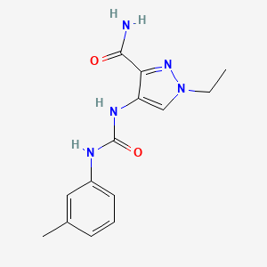 molecular formula C14H17N5O2 B4646441 1-ethyl-4-({[(3-methylphenyl)amino]carbonyl}amino)-1H-pyrazole-3-carboxamide 