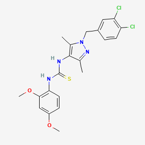 molecular formula C21H22Cl2N4O2S B4646448 N-[1-(3,4-dichlorobenzyl)-3,5-dimethyl-1H-pyrazol-4-yl]-N'-(2,4-dimethoxyphenyl)thiourea 