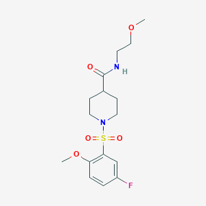 molecular formula C16H23FN2O5S B4646455 1-[(5-fluoro-2-methoxyphenyl)sulfonyl]-N-(2-methoxyethyl)-4-piperidinecarboxamide 