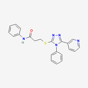 molecular formula C22H19N5OS B4646465 N-phenyl-3-{[4-phenyl-5-(3-pyridinyl)-4H-1,2,4-triazol-3-yl]thio}propanamide 