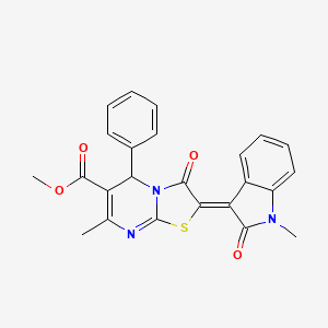 molecular formula C24H19N3O4S B4646495 methyl 7-methyl-2-(1-methyl-2-oxo-1,2-dihydro-3H-indol-3-ylidene)-3-oxo-5-phenyl-2,3-dihydro-5H-[1,3]thiazolo[3,2-a]pyrimidine-6-carboxylate 