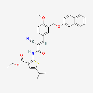 molecular formula C32H30N2O5S B4646540 ethyl 2-[(2-cyano-3-{4-methoxy-3-[(2-naphthyloxy)methyl]phenyl}acryloyl)amino]-5-isopropyl-3-thiophenecarboxylate 
