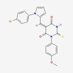 molecular formula C22H16BrN3O3S B4646550 5-{[1-(4-bromophenyl)-1H-pyrrol-2-yl]methylene}-1-(4-methoxyphenyl)-2-thioxodihydro-4,6(1H,5H)-pyrimidinedione 